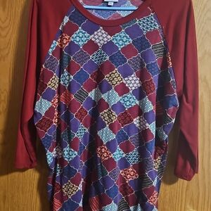 LuLaRoe Multicolor Scallop Pattern Top